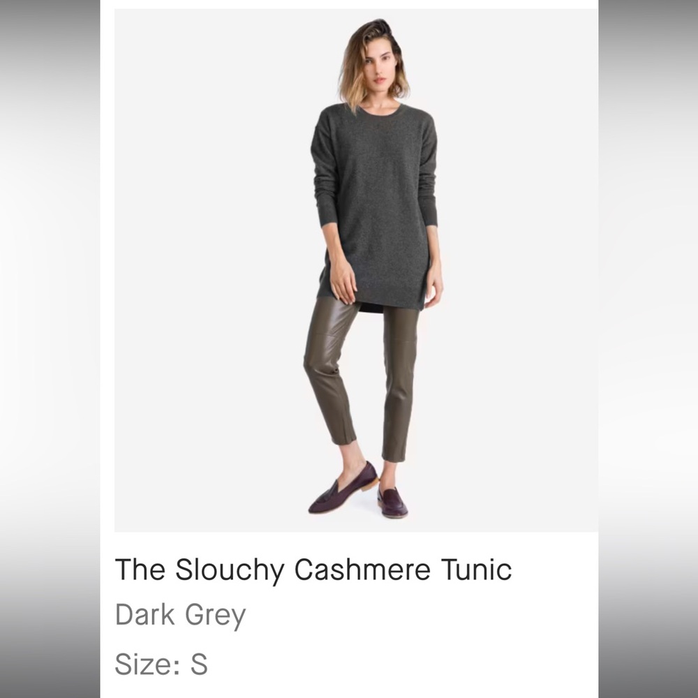Everlane Slouchy Cashmere Tunic Dark Grey Size Small